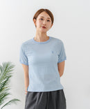 【U.S.POLO ASSN./ユーエスポロアッスン】【肌離れが良く通気性に優れるサッカー生地】リンガーＴシャツ ワンポイントロゴ 半袖 クルーネック 涼しい 綺麗めカジュアル