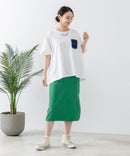 5分袖 刺繍 ポケット付Tシャツ【C17/シーセブンティーン】