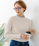 【C-FORTPOINT/フォートポイント】【すっきりとした縦ラインで細見えを叶える】リブハイネックロンT カットソー レイヤード風 メロウ始末 華やか フェミニン