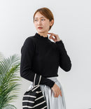 【C-FORTPOINT/フォートポイント】【すっきりとした縦ラインで細見えを叶える】リブハイネックロンT カットソー レイヤード風 メロウ始末 華やか フェミニン