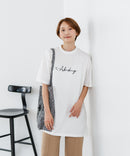 【C-FORTPOINT/フォートポイント】【動きやすいサイドスリット入り】フロントロゴ 刺繍チュニック ゆったりシルエット 体形カバー シンプル カジュアル