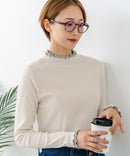 【C-FORTPOINT/フォートポイント】【すっきりとした縦ラインで細見えを叶える】リブハイネックロンT カットソー レイヤード風 メロウ始末 華やか フェミニン