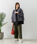 【fort point/フォートポイント】梨地 クルーネック ジップカーディガン