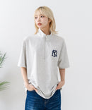 【SAVIER/サビアー】×【ZERO STAIN/ゼロステイン】【NYロゴ立体刺繍】コラボ ハーフジップ Tシャツ オーバーサイズ 汗染み防止 ストリート・スケーター