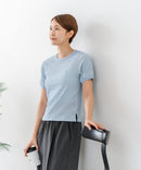 【U.S.POLO ASSN./ユーエスポロアッスン】【肌離れが良く通気性に優れるサッカー生地】リンガーＴシャツ ワンポイントロゴ 半袖 クルーネック 涼しい 綺麗めカジュアル