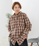 【C-FORT POINT/フォートポイント】【長めの丈感で腰回りカバー】ベーシックチェックシャツ レギュラーカラー ゆったりシルエット チェック柄 長袖 定番 カジュアル