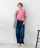 【C-FORTPOINT/フォートポイント】【ストレッチ性抜群の冷感素材を使用】後ろタック入り 5分袖Tシャツ 立体感 美シルエット ラウンドヘム 接触冷感 涼しい 体形カバー