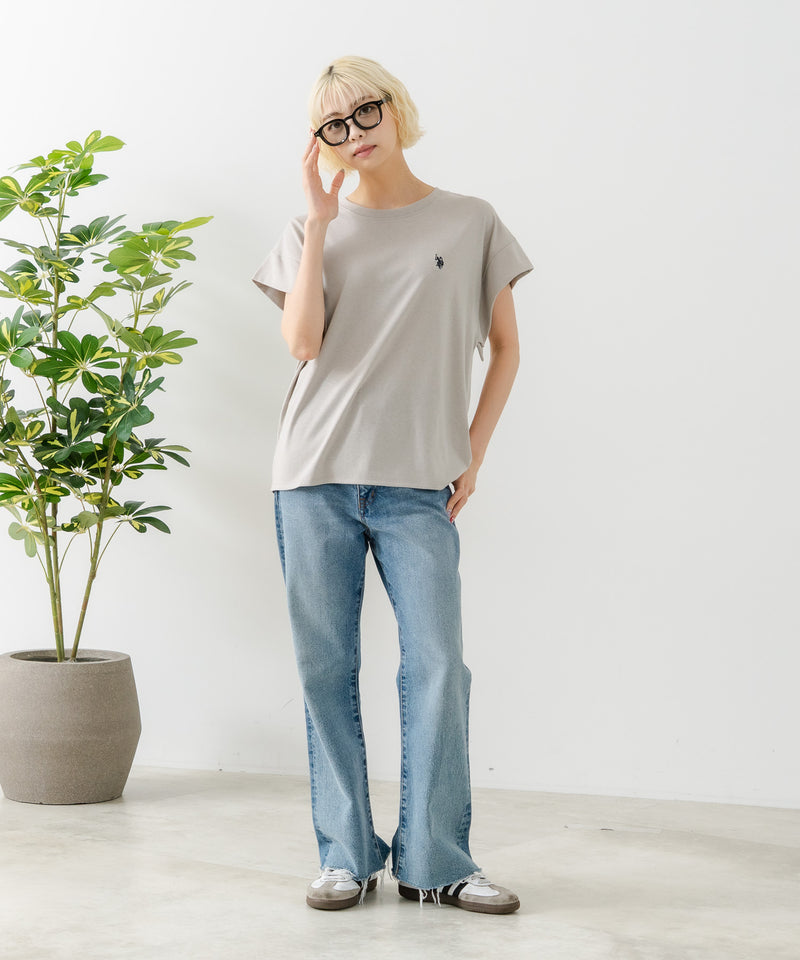 リラックスフィットワンポイント刺繍フレンチスリーブ Ｔシャツ 【U.S. POLO ASSN./ユーエスポロアッスン】　　　　　　　　　　　　　　　　　　　　　　　　　　　　　　　　　　　　　　　　　　　　　　　　　　　　　　　　　　　　