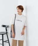 【C-FORTPOINT/フォートポイント】【動きやすいサイドスリット入り】フロントロゴ 刺繍チュニック ゆったりシルエット 体形カバー シンプル カジュアル
