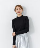 【C-FORTPOINT/フォートポイント】【すっきりとした縦ラインで細見えを叶える】リブハイネックロンT カットソー レイヤード風 メロウ始末 華やか フェミニン
