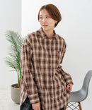 【C-FORT POINT/フォートポイント】【長めの丈感で腰回りカバー】ベーシックチェックシャツ レギュラーカラー ゆったりシルエット チェック柄 長袖 定番 カジュアル