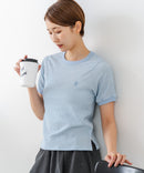 【U.S.POLO ASSN./ユーエスポロアッスン】【肌離れが良く通気性に優れるサッカー生地】リンガーＴシャツ ワンポイントロゴ 半袖 クルーネック 涼しい 綺麗めカジュアル