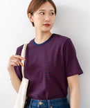 【C-FORTPOINT/フォートポイント】【細見え スタイルアップ効果】細ボーダー ジャガードリブTシャツ 着痩せ きれいめ オフィス 通勤 大人カジュアル フレンチシック