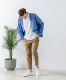 フレンチリネンミックス カーディガン 吸水速乾 麻混　クールビズ【Blue Standard:ブルースタンダード】