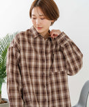 【C-FORT POINT/フォートポイント】【長めの丈感で腰回りカバー】ベーシックチェックシャツ レギュラーカラー ゆったりシルエット チェック柄 長袖 定番 カジュアル