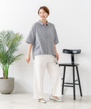 【C-FORTPOINT/フォートポイント】【涼しく着られて体型カバーも】綿麻ブラウス 天然素材 蒸れにくい さらさら 涼感 落ち感 高見え ニュアンスカラー