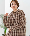 【C-FORT POINT/フォートポイント】【長めの丈感で腰回りカバー】ベーシックチェックシャツ レギュラーカラー ゆったりシルエット チェック柄 長袖 定番 カジュアル