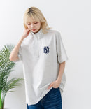 【SAVIER/サビアー】×【ZERO STAIN/ゼロステイン】【NYロゴ立体刺繍】コラボ ハーフジップ Tシャツ オーバーサイズ 汗染み防止 ストリート・スケーター