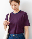 【C-FORTPOINT/フォートポイント】【細見え スタイルアップ効果】細ボーダー ジャガードリブTシャツ 着痩せ きれいめ オフィス 通勤 大人カジュアル フレンチシック