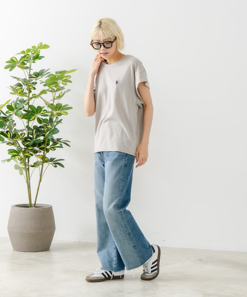 リラックスフィットワンポイント刺繍フレンチスリーブ Ｔシャツ 【U.S. POLO ASSN./ユーエスポロアッスン】　　　　　　　　　　　　　　　　　　　　　　　　　　　　　　　　　　　　　　　　　　　　　　　　　　　　　　　　　　　　