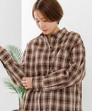 【C-FORT POINT/フォートポイント】【長めの丈感で腰回りカバー】ベーシックチェックシャツ レギュラーカラー ゆったりシルエット チェック柄 長袖 定番 カジュアル