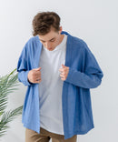 フレンチリネンミックス カーディガン 吸水速乾 麻混　クールビズ【Blue Standard:ブルースタンダード】