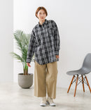 【C-FORT POINT/フォートポイント】【長めの丈感で腰回りカバー】ベーシックチェックシャツ レギュラーカラー ゆったりシルエット チェック柄 長袖 定番 カジュアル
