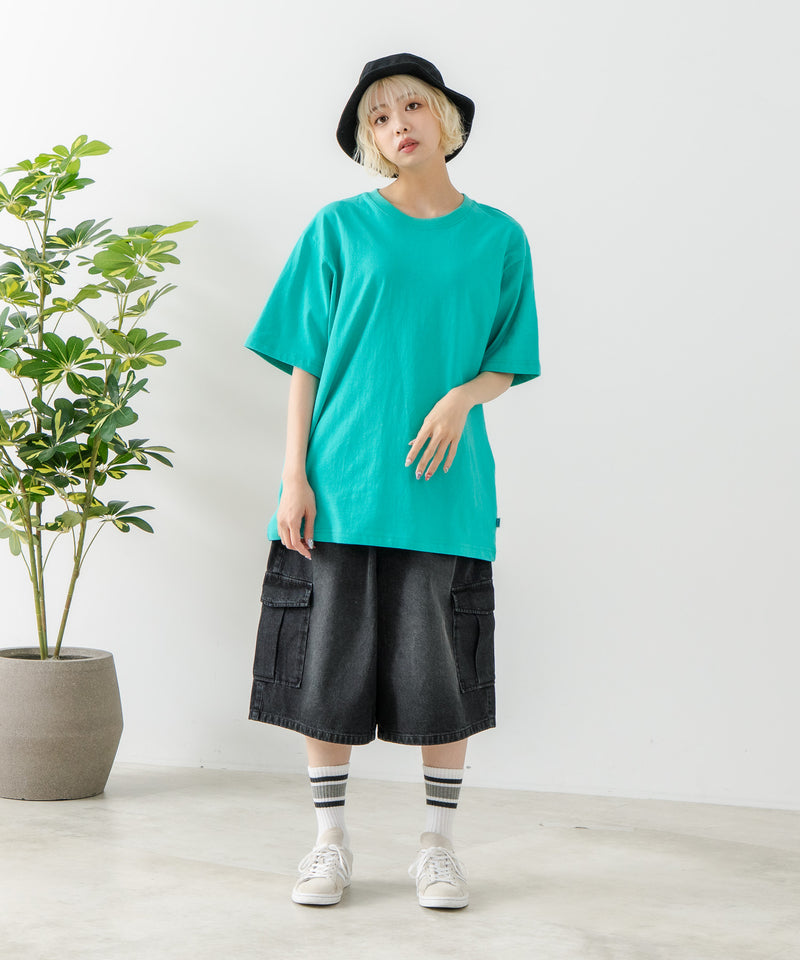 USAコットン ワッペンロゴ刺繍 無地 クルーネック半袖Tシャツ レディース メンズ【DISCUS/ディスカス】
