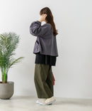 【fort point/フォートポイント】梨地 クルーネック ジップカーディガン