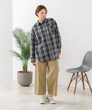 【C-FORT POINT/フォートポイント】【長めの丈感で腰回りカバー】ベーシックチェックシャツ レギュラーカラー ゆったりシルエット チェック柄 長袖 定番 カジュアル