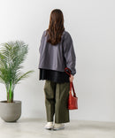 【fort point/フォートポイント】梨地 クルーネック ジップカーディガン