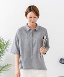 【C-FORTPOINT/フォートポイント】【涼しく着られて体型カバーも】綿麻ブラウス 天然素材 蒸れにくい さらさら 涼感 落ち感 高見え ニュアンスカラー