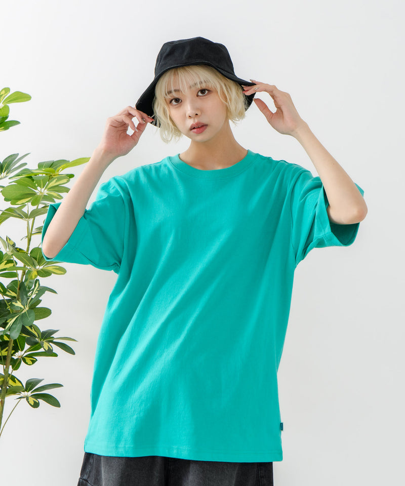USAコットン ワッペンロゴ刺繍 無地 クルーネック半袖Tシャツ レディース メンズ【DISCUS/ディスカス】