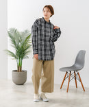 【C-FORT POINT/フォートポイント】【長めの丈感で腰回りカバー】ベーシックチェックシャツ レギュラーカラー ゆったりシルエット チェック柄 長袖 定番 カジュアル