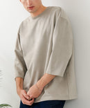 【BLUE STANDARD/ブルースタンダード】スエードライク オーバーサイズ7分袖Tシャツ 春服 グレー ❘ジーンズメイト公式オンラインショップ