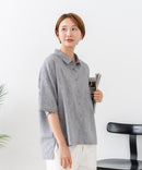 【C-FORTPOINT/フォートポイント】【涼しく着られて体型カバーも】綿麻ブラウス 天然素材 蒸れにくい さらさら 涼感 落ち感 高見え ニュアンスカラー