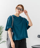 【C-FORTPOINT/フォートポイント】【ベルスリーブで魅せる、大人のこなれTシャツ。】ベルスリーブ オーバーサイズTシャツ 綿100％ 華奢見え ゆったり 二の腕カバー