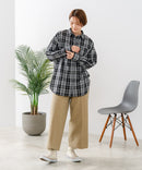 【C-FORT POINT/フォートポイント】【長めの丈感で腰回りカバー】ベーシックチェックシャツ レギュラーカラー ゆったりシルエット チェック柄 長袖 定番 カジュアル