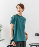 【C-FORTPOINT/フォートポイント】【上品なモックネックデザイン 接触冷感機能付き】 モックネックフレンチスリーブTシャツ プチハイネック ボトルネック ひんやり涼しい 華奢見え
