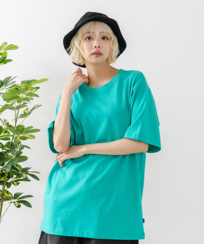 USAコットン ワッペンロゴ刺繍 無地 クルーネック半袖Tシャツ レディース メンズ【DISCUS/ディスカス】