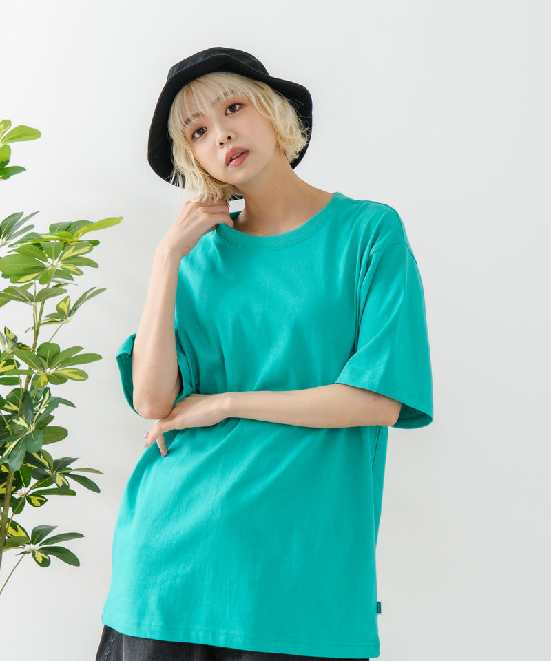 USAコットン ワッペンロゴ刺繍 無地 クルーネック半袖Tシャツ レディース メンズ【DISCUS/ディスカス】