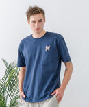 ZEROSTAIN 胸ポケット 刺繍Tシャツ 汗染みの目立ちにくいTシャツ 防汚 ＵＶカット アニマル おじさん ビール アメ車