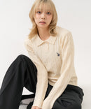 【U.S. POLO ASSN./ユーエスポロアッスン】【コンパクトすぎずルーズすぎない絶妙なサイズ感】ケーブルニットポロシャツ ケーブル編み 配色デザイン 柔らかい カジュアル きれいめ ❘ジーンズメイト公式オンラインショップ