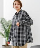 【C-FORT POINT/フォートポイント】【長めの丈感で腰回りカバー】ベーシックチェックシャツ レギュラーカラー ゆったりシルエット チェック柄 長袖 定番 カジュアル
