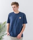 ZEROSTAIN 胸ポケット 刺繍Tシャツ 汗染みの目立ちにくいTシャツ 防汚 ＵＶカット アニマル おじさん ビール アメ車