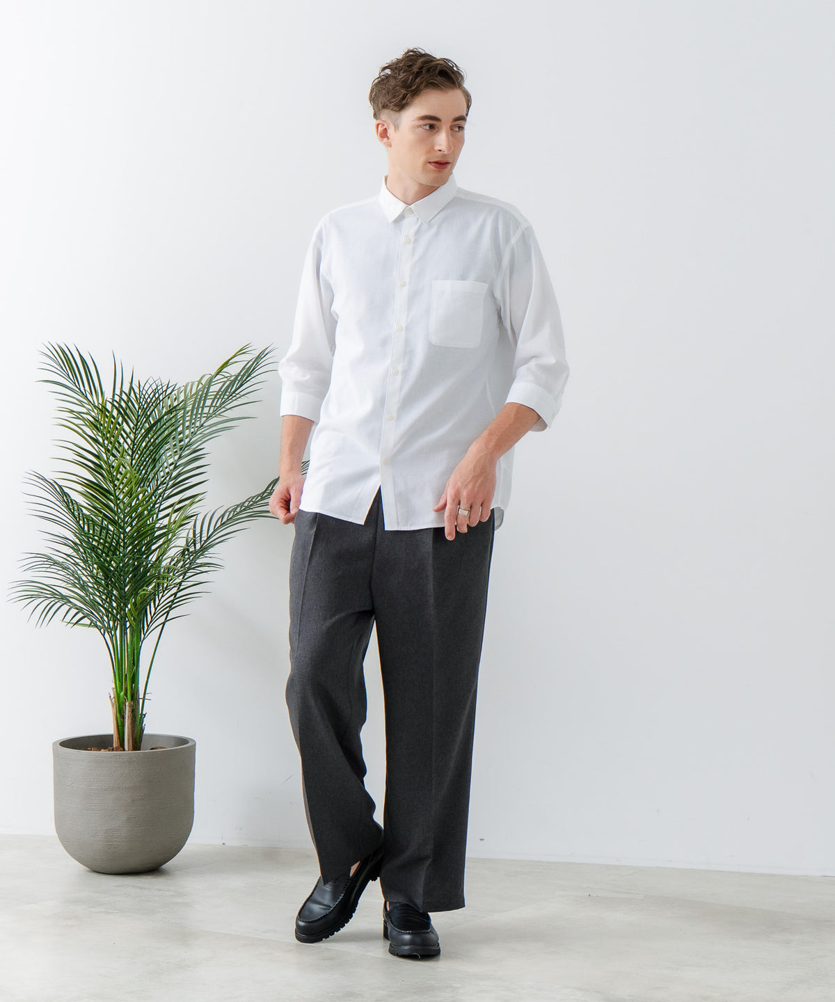 シャツボトル COOLMAXリネンミックス7分袖シャツ【BLUE STANDARD/ブルースタンダード