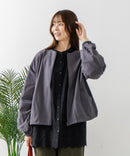 【fort point/フォートポイント】梨地 クルーネック ジップカーディガン