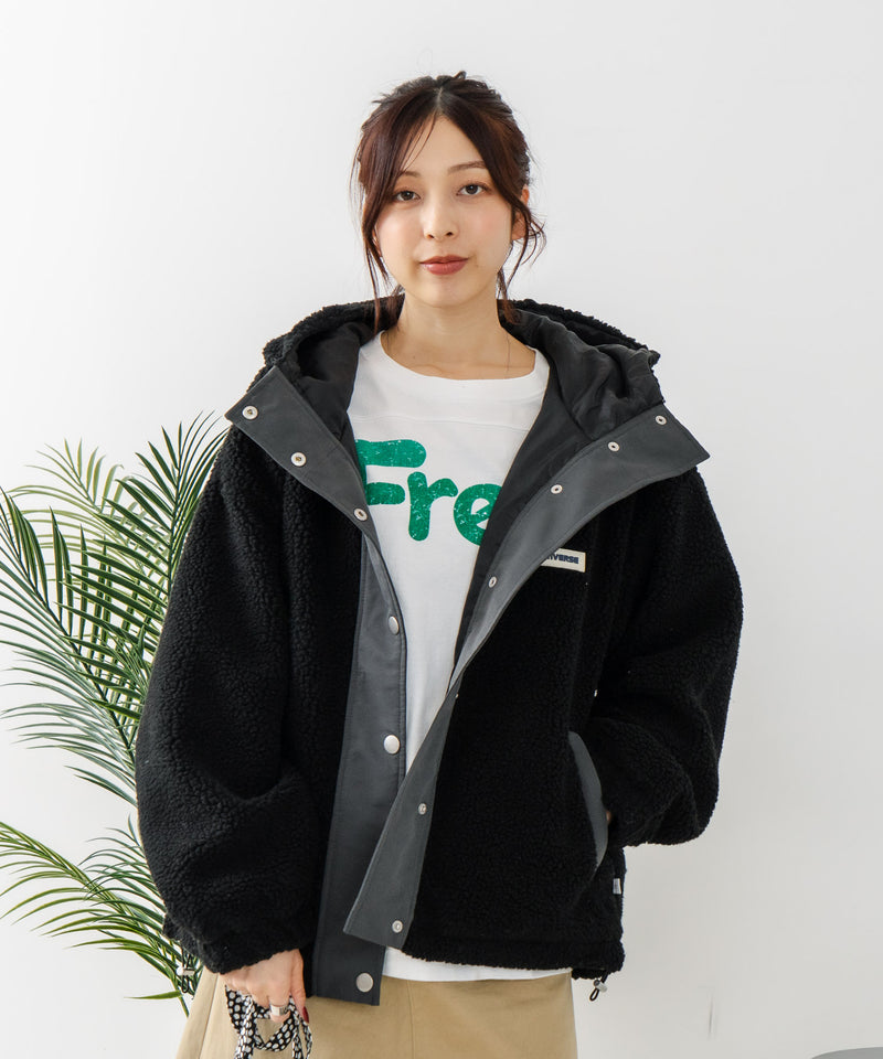 【CONVERSE/コンバース】ボア 切り替え フードジャケット