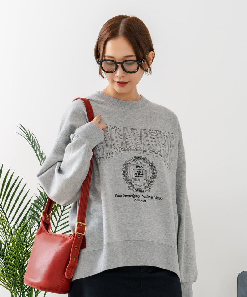 【C-FORT POINT/フォートポイント】カレッジロゴ ステッチ刺繍トレーナー