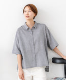 【C-FORTPOINT/フォートポイント】【涼しく着られて体型カバーも】綿麻ブラウス 天然素材 蒸れにくい さらさら 涼感 落ち感 高見え ニュアンスカラー